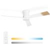 Noaton® Rhea bianco/legno naturale, Ventilatore da Soffitto con Luce e Telecomando, LED Dimmerabile 22,9 W, 3 Temperature di Colore, 3 Pale, Timer, con Motore DC 35 W, 6 Velocità, Ø132 cm, Silenzioso