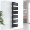 EMKE Scaldasalviette ad Acqua Calda, 1599x400 mm, Termoarredo da Parete, Nero, 684W, Porta Salviette Riscaldato, Facile Installazione, Design Moderno