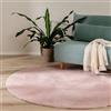 benuta Basic Tappeto salotto Furry - Rosa Rotondo 160 cm - Soffice salotto - Retro antiscivolo - Lavabile - Compatibile con riscaldamento pavimento
