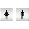 Türschilder24 Targhe per porte, targhe 125 x 125 mm, set WC per donne + WC per uomini. Targhe stabili realizzate in materiale di alluminio massiccio da 1,5 mm