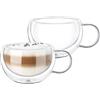 Wilmax England Wilmax - Bicchieri termici con manico - Set da 2-300 ml - Bicchieri da caffè a doppia parete - Set di bicchieri da latte macchiato - Bicchieri da cappuccino tè, da bere