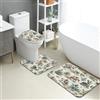Generic Set di tappetini da bagno ispirati alla natura, 3 pezzi, con piante selvatiche rustiche, assorbenti, antiscivolo, a forma di U, lavabili, motivo floreale primaverile, ad asciugatura rapida, in