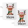 bubbleshirt Coppia Tazze Natale natalizie PERSONALIZZABILI CON NOME Renna Idea Regalo Mug in ceramica 11 Oz