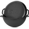 BBQ-Toro Kazan in ghisa con coperchio | 16 litri | Pentola tradizionale in ghisa | Kazan con base rotonda | Wok preseasoned | Casseruola per cucinare, brasare, friggere