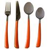 Omniacasa Set Posate 24 Pezzi Arancione Lucido in Acciaio Inox | Servizio Tavola Moderno Design Ergonomico per 6 Persone | Resistente a Lavastoviglie, Ruggine e Graffi