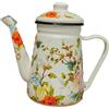 Gralara Smalto teiera latte brocca drinkware riutilizzabile comodo impugnatura 1.2 litri bollitore d'acqua per il tè per ufficio di casa da cucina ristorante, Foglie Verdi