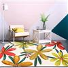 Generic Tappeto quadrato per soggiorno, 120 x 120 cm, per camera da letto e sala da pranzo, lavabile, a pelo corto, antiscivolo, moderno, semplice stile pastorale, fiori, rosso ciano, beige,