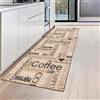 Teppich-Traum Runner da cucina in beige con supporto in gel e scritte in nero e marrone Coffee Cappuccino Espresso Macchiato Dimensione 67x180 cm, Dimensione 67 x 180 cm