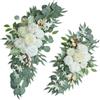 Milageto 2x fiori ad arco per matrimoni, decorazioni floreali artificiali, foglie verdi, centrotavola, sfondo floreale, decorazione per feste da parete
