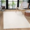 Paco Home Tappeto Soggiorno Camera da letto moderno a pelo corto scandinavo Boho Pattern Arcobaleno japandi Geometrico Effetto 3D Crema, Dimensione:120x170 cm, Colore:Crema 2