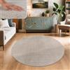 Paco Home Tappeto Salotto e Camera da Letto Moderno a Pelo Corto - Morbido, Lavabile, Antiscivolo, in Finta Pelliccia, Dimensione:80 cm tondo, Colore:Beige