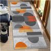 BORKOY Tappeto Passatoia Cucina Antiscivolo Lavabile, Arancione e Grigio, Tappeto Corridoio Pelo Corto, Motivo Geometrico, Runner 0.8 metri per Soggiorno, Camera da Letto, Bagno,60x80cm