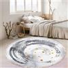 Tomifine Tappeto in Soggiorno Tessuto Tappeto con Nappe Stampa Geometrica Tappeti Rotondo Lavabile Antiscivolo Tappetino per Camera da Letto Balcone (90cm,Grigio Bianco)