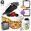 CrazyQueen Tritatutto multifunzione 2 in 1 per tagliare cipolle e verdure, affettatrice per verdure, affettatrice per verdure con spiralizzatore, contenitore per insalata, patate, carote, aglio