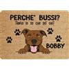 fashwork Tappeto PERSONALIZZATO con nome cane divertente American Pitbull Perchè bussi? Zerbino in poliestere 60x40 cm