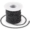 FASHEWELRY Catena a Maglia Barbazzale in Alluminio Placcato 10M/Rotolo 7,5x4,2x1mm Catena Metallica a Maglie Nera Intrecciata con Bobina per Collane Bracciali Creazione di Gioielli Artigianato Fai da