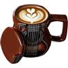 Generic Tazza in ceramica 3D a forma di chitarra, a tema strumento musicale, con manico e coperchio, per caffè, tè, latte, casa e ufficio