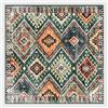 Rururug Tappeti Quadrata Pelo Corto Antiscivolo Lavabile Tappeto Soggiorno, Camera da Letto Sala da Pranzo, Corridoio Ufficio, verde multicolore geometrico retrò moderno Square 150 x 150 cm