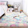 Aexpath Tappeto morbido in batik per camera da letto, soggiorno, colorato, soffice, piccolo, grande, colori arcobaleno, 60 x 120 cm