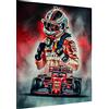 Magic Canvas Art - Stampa artistica su tela, motivo: Ferrari Leclerc (Formula 1), moderna decorazione da parete, 1 pezzo, dimensioni: 100 x 75 cm
