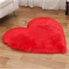 Tomifine Tappeto Imitazione Lana Lungo Pelliccia Morbida Forma di Cuore Tappeti Imitazione Della Pelliccia Decorazione per Camera da Letto, Soggiorno, Divano, Tappetino per Il Letto (60 x 60 cm,Rosso)