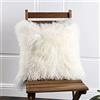 LRENNA 100% Tibetan Mongolian pelle di pecora in pelliccia di agnello federa cuscino bianco, White, 45*45cm