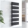 EMKE Scaldasalviette ad Acqua Calda, 1599x600 mm, Termoarredo da Parete, Nero, 958W, Porta Salviette Riscaldato, Facile Installazione, Design Moderno