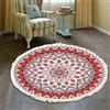 Tomifine Tappeto Bohémien, Motivo Mandala Rotondo Tessuto Tappeti con Nappe per Camera Letto, Corridoio, Soggiorno, Lavabile in Lavatrice (80cm,Rosso)