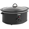 Strex Pentola a cottura lenta 6,5 L - Pentola interna in ceramica rimovibile - Funzione di mantenimento in caldo - Slow Cooker - Nero