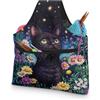 ASQVTIFE Borsa per maglieria a forma di gatto stellato con gatto notturno stellato, borsa per maglieria, borsa per uncinetto da donna, con tasca frontale con cerniera, piccole borse per uncinetto per