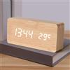 CARMOTTER Sveglia digitale in legno, orologio da comodino da scrivania, data, temperatura, display a LED, lampada portatile per camera da letto (giallo)