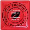 SANYGIENE Kit Piatto Plastica Rosso Infrangibile Riutilizzabile | 24 Piatti Rigidi Quadrati Piatti | Tavolo di Natale | Lavabile a freddo | Stoviglie Eco Responsabili, VR98910RG