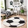 the carpet Tappeto Beat Kids - Tappeto morbido per bambini, facile da pulire, non scolorisce, motivo: calcio, colore: nero, crema, 160 cm rotondo