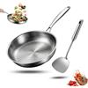 Generico Padella titanio con spatola, wok antiaderente martellato in titanio Nutrition per cucinare, non rivestita, padella Pro induzione, per cucina e campeggio (Senza Copertura, 32cm)