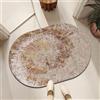 Rururug Tappeto Ovale Moderno Antiscivolo Tappeto Cameretta Corridoio Sala Pranzo Tappeto Annuali astratti in marrone e oro, 60 x 90 cm