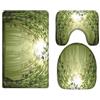 A.Monamour Set Tappeti Bagno 3 Pezzi Completo Sagoma Di Un Dipinto Di Sfondo Foresta Di Bambù Verde Nebbioso Antiscivolo Morbidi Assorbente Lavabile Tappetini per Il Bagno WC Bidet