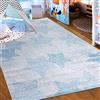 Mazovia Tappeto Salotto - Tapeto Stampato Pelo Corto - Morbido Tappeto Camera da Letto - Antiscivolo Tapeto EMMA - Tappeto Bambini Motivo Stelle - Blu Grigio 140x200cm