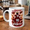 D&Vlab Tazza Mug in Ceramica Per Colazione con Stampa Personalizzata ''DI PADRE IN FIGLIO'' Personalizzato con Nome per papà Tifosi Calcio Squadre Ultras Rosso Neri Milanisti