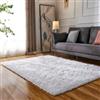 XUEDNGM Tappeto Morbido e Soffice Tappeto Peloso 110 x 190 cm Morbida, Soffici, Antiscivolo, Lavabile Fino, Unicolore Tappeto Shaggy Tappeto da Soggiorno di Alta Qualità, Bianco