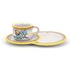 Ceramiche Azzaro & Romano Caltagirone CEAR Ceramiche - Tazza da The con Piatto Vassoio Porta Biscotti/Brioche in Ceramica di Caltagirone Decorata a Mano