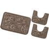 emmevi Tappeto Bagno Damascato Parure Set 3 Pezzi Morbido Soffice Assorbente Antiscivolo Lavabile Marrone