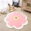 AIMECO Tappeto salotto moderno Tappeti salotto Rug Camera da letto Scendiletto Soggiorno Sala Pelo Corto Morbido Antiscivolo Casa Bambino Rotondo 160cm-Fiori rosa