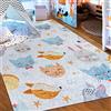 Mazovia Tappeto Salotto - Tapeto Stampato Pelo Corto - Morbido Tappeto Camera da Letto - Antiscivolo Tapeto EMMA - Tappeto Bambini Motivo Volpe - Multicolore Grigio 140x200cm