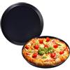 PALUPLUS 2 Teglie Pizza Tonde in Lamiera Blu, Diametro 32 cm e Altezza 2,5 cm, Bordo Basso, Resistente fino a 250°C, per Pizze e Focacce, Made in Italy -3225F