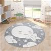 Paco Home Tappeto Bambini Cameretta Per Esterno Rotondo Da Gioco Ragazzo Ragazza, Dimensione:Ø 160 cm tondo, Colore:Grigio