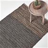 Homescapes Tappeto in pelle grigio-marrone, 150 x 240 cm, tessuto a mano con motivo etnico in vera pelle riciclata, tessuto piatto con look naturale