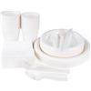 DOT Horeca Solutions Set di 50 Piatti Posate Bicchieri Compostabili Bio in Carta per feste Picnic party 50 piatti portata 50 piatti dessert 50 tovaglioli 50 forchette 50 coltelli 50 cucchiai ecologici