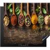 KitchenYeah© Copri Piano Cottura Coprifornelli Tappetino per Induzione | 60x52 cm - Fornello Tutto per la Cucina Erbe - Spezie - Cucchiaio - Foglie - Stampa su legno - Natura morta