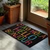 BRUBAKER Zerbino per Esterni e Interni - Ciao Hola Hello Bonjour - 45 x 75 cm - Tappeto in 100% Fibra di Cocco, Antisporco e Antisdrucciolo - Impermeabile - Ideale per Porta d'Ingresso - Nero Colorato