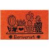 Baroni Home Zerbino Ingresso Casa in Fibra di Cocco Dipinto a Mano, Tappeto da Esterno con Fondo Antiscivolo, Zerbino con Cactus Resistente e Facile da Pulire, 60x38 cm, Arancione